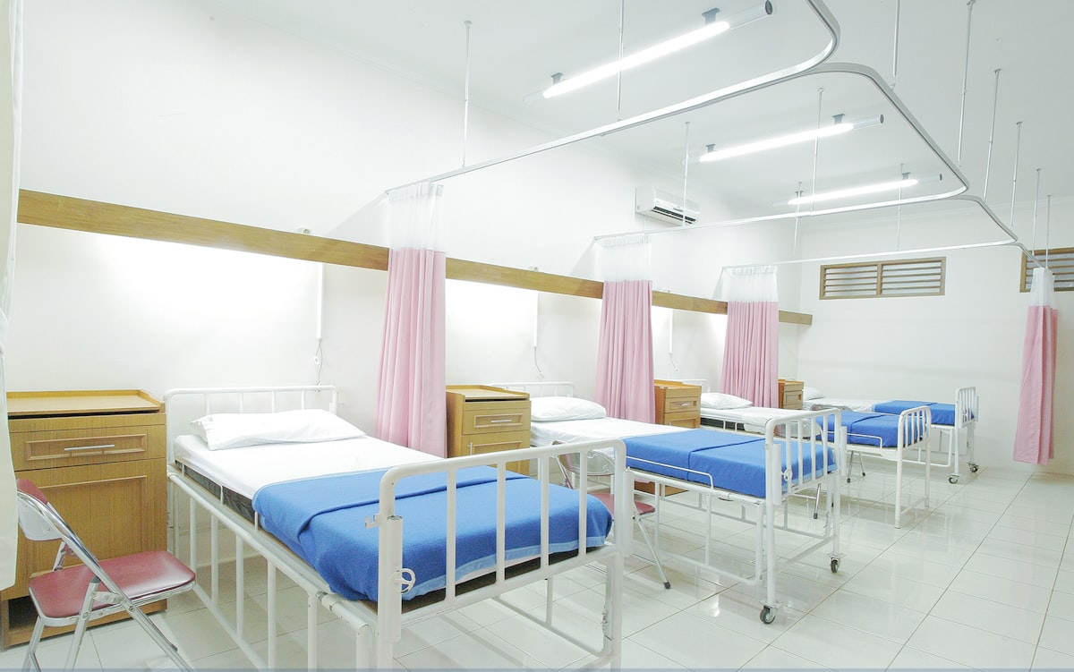 Clean, modern hospital ward